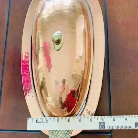 Vintage Hammered Copper & Brass Covered Fish Serving Platter - Picture 5 of 9